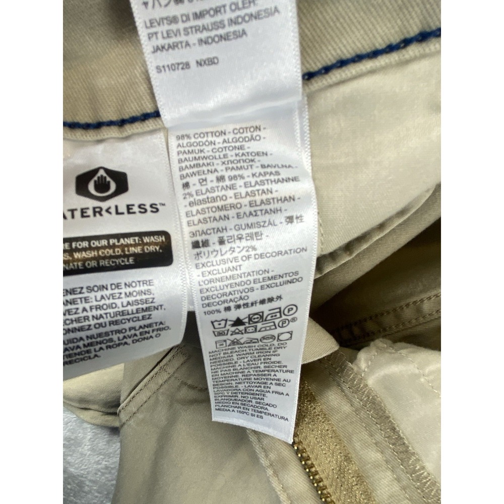 Levis XX Chino Pants Mens 38x30 Khaki Standard Taper WaterLess Casual Workwear - Picture 7 of 12